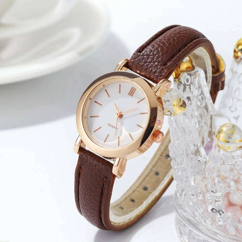 Women's Fashion Small Arabic Quartz es Leather Band Wristes H260228