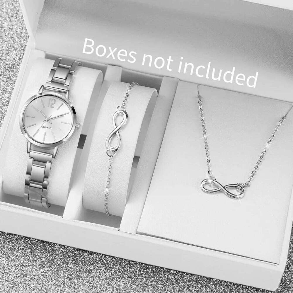 3PCS/Set Elegant Arabic Dial Women Wrist Silver Alloy Strap Quartz es Jewelry Set Reloj Mujer Without Box H260228