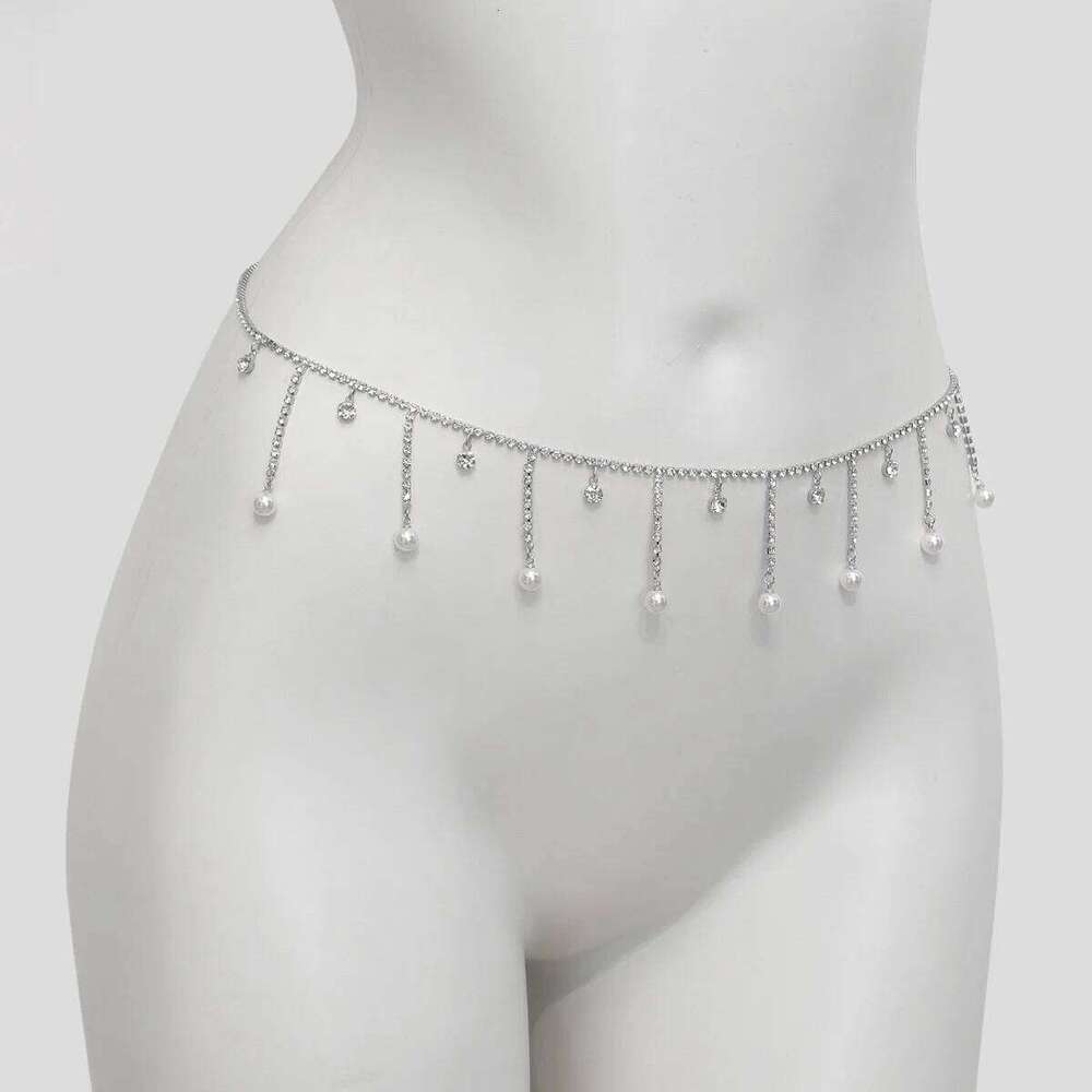 Fashionable tassel pendant single-layer rhinestone waist sexy spicy girl body chain jewelry H260228