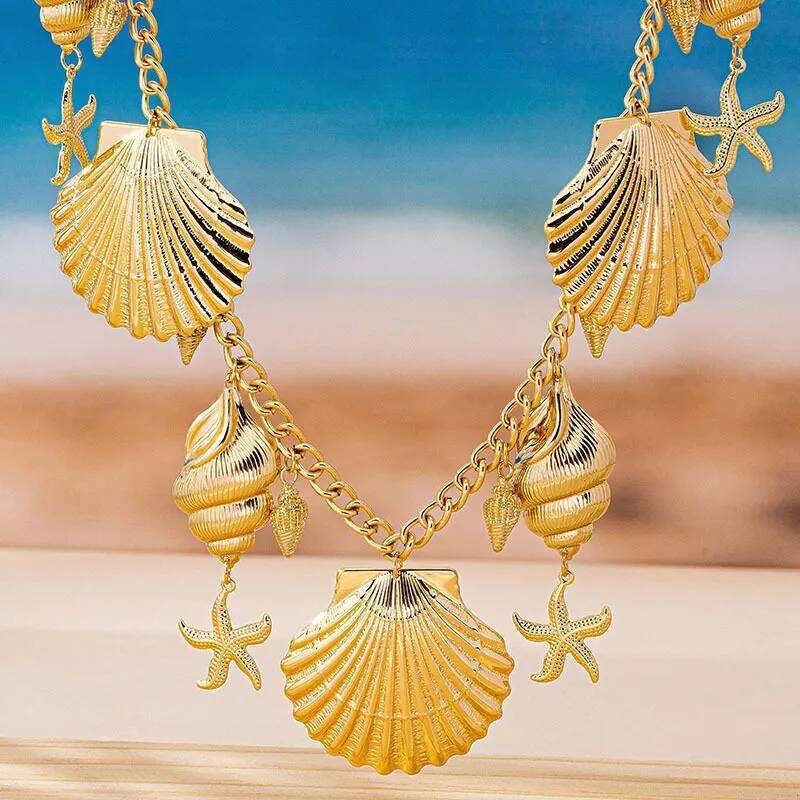 Metal Sea Shell and Starfish Waist Chain for Women Simple Fashion Jewelry Accessories Hot Sale Party Gift 2025 New Style H260228