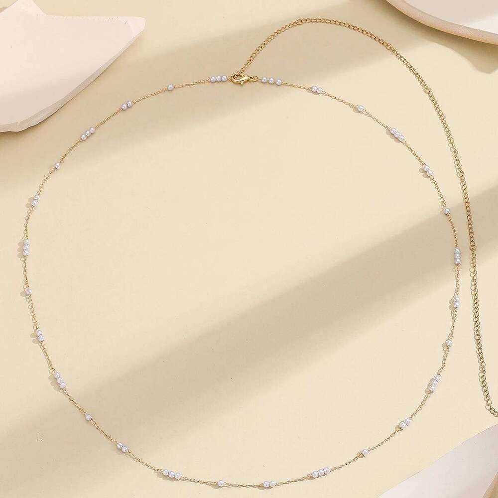 Kinitial Trendy Imitation Pearl Belly Waist For Women Summer Beach Bikinis Simple Body Chain Birthday Party Gift H260228