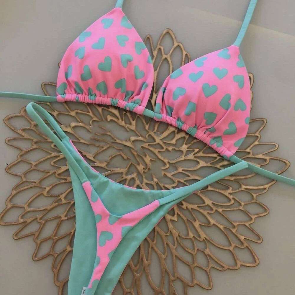 Sexy Leopard Print Bandage Triangle Push Up Tie Bikini Set Summer Beach Outfit Thong Swimsuit Z260301