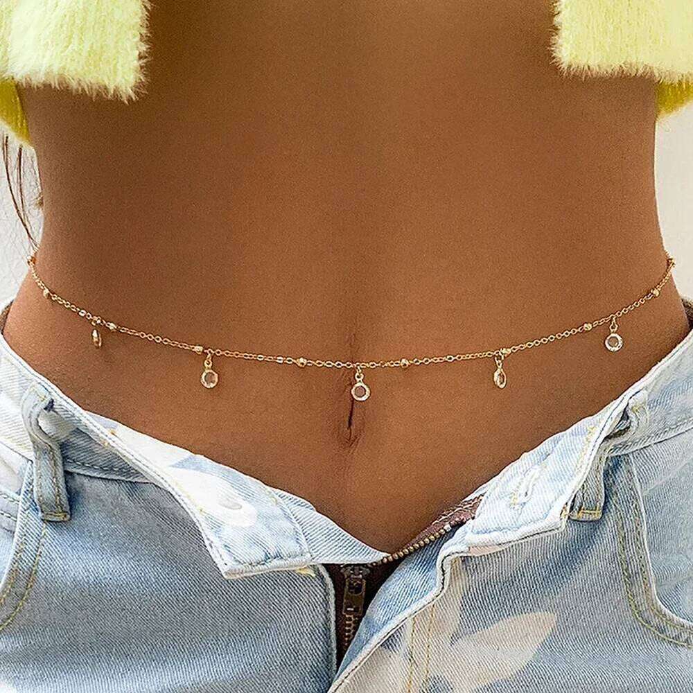 Butterfly Thin Waist Women's Simple Beach Bikini Ball Female Body Chain Jewelry Rhinestone Pearl Beaded H260228