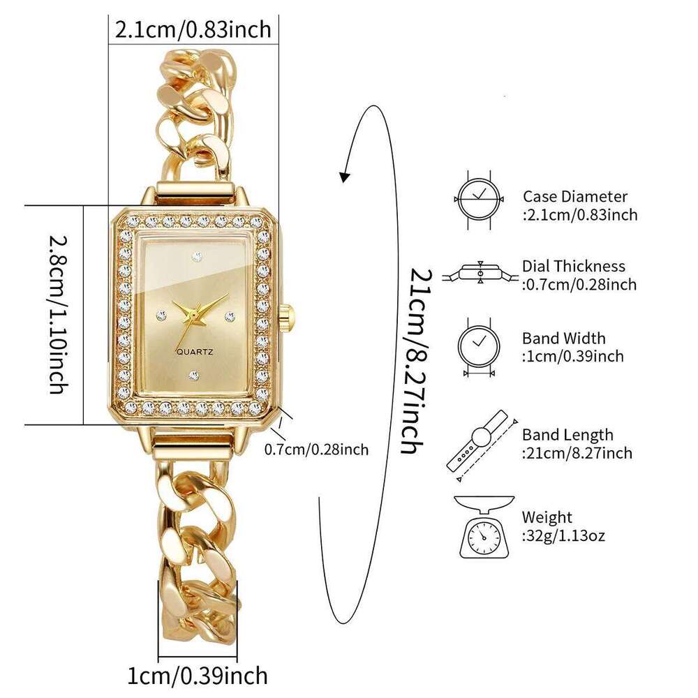 Diamond Women es Fashion Rectangle Dial Strap Quartz Wrist Reloj Mujer Girls Clock GiftWithout Box H260228