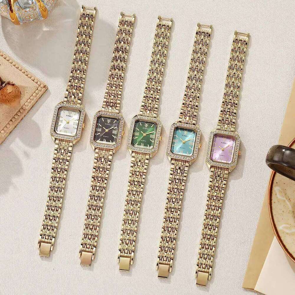 1/2/3/5PCS Fashion Rhinestone Rectangle Women es Strap Ladies Quartz Wrist Reloj MujerWithout Box H260228