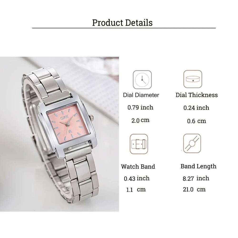 Fashion Light Quartz Alloy Steel Band Square Dial, Suitable for Women's Daily Wear, Christmas Gift H260228