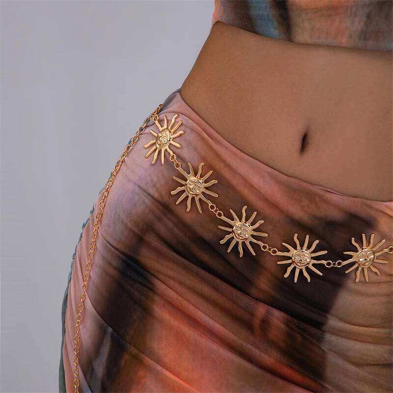 Ethnic Style Waist Accessories Bohemia Versatile Belt Women's Dress High-end Waistband Retro Metal Star Sun Belly Chain H260228