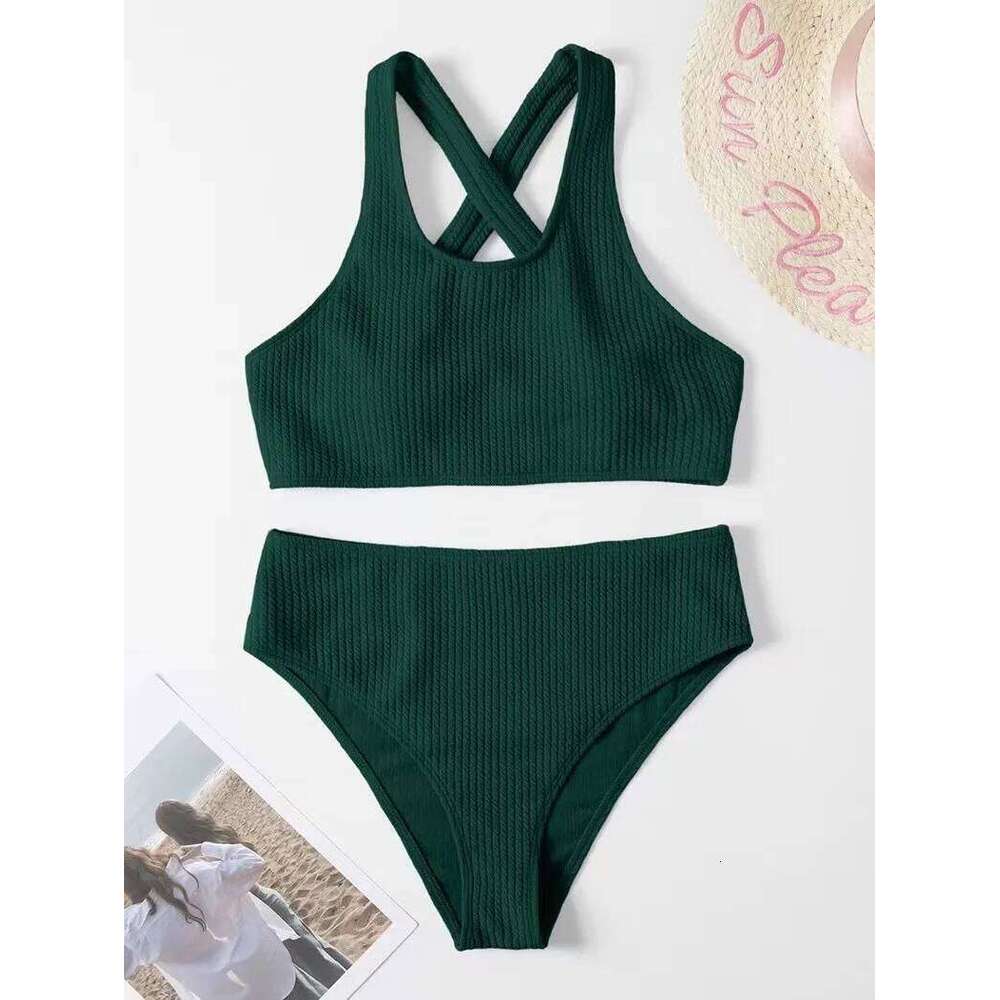 Criss Cross High Waist Bikinis 2024 Women Sexy Black Swimsuit Push Up Swimwear Female Bathing Suit Swimming Summer Beachwear Z260301