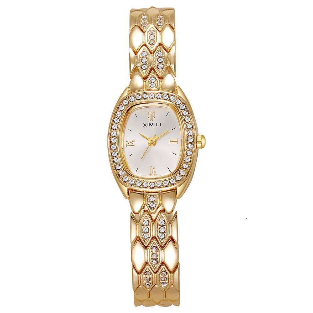 Gold Plated Ladies Fashion Quartz Simple Rome Barrel-Shaped Stainless Steel Business Clock Quality Buckle Strap H260228