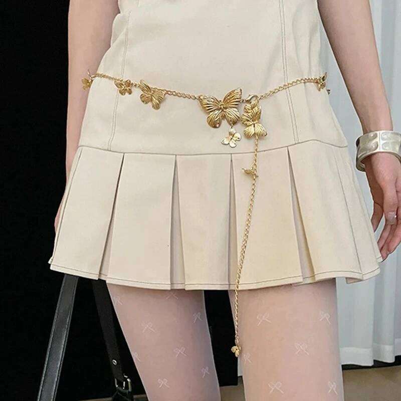 Exquisite Long Tassel chian Butterfly Chain for Women Silver color Metal Belt Lady Body Chains Waist Strap Accessories H260228