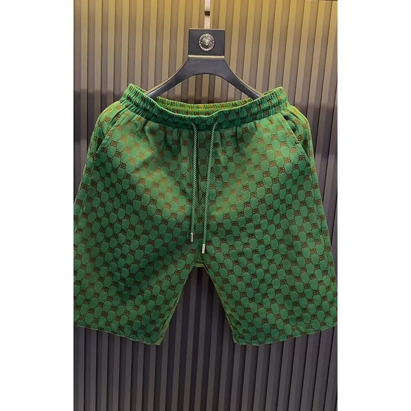 Luxury Brand Designer Clothes 2025 Summer New Style Patchwork Color-Block Drawstring Elastic Casual Versatile Trendy Shorts For Men, Suitable For Outd