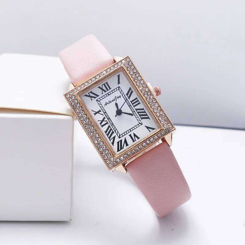 Square diamond studded women's strap rectangular Roman character small square H260228