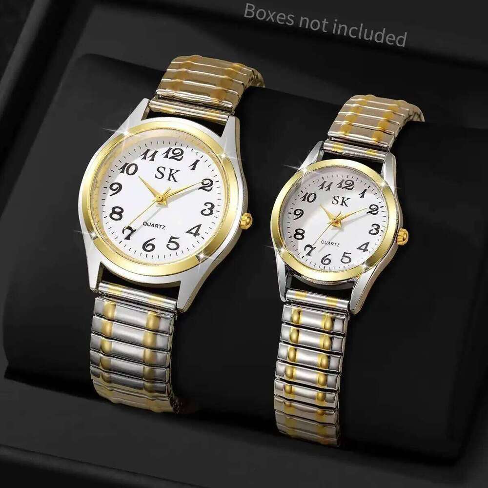 2PCS/Set Fashion Couple Elastic Strap Women es Men Quartz Wristes Without Box H260228