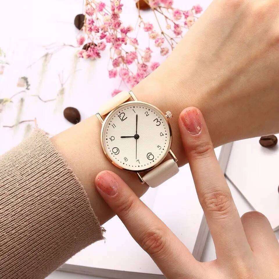 Women es Ladies Casual Arabic Numbers Leather Analog Quartz H260228