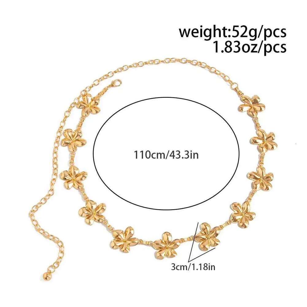 KunJoe Elegant Gold Color Flower Belt Belly for Women Summer Beach Sexy Adjustable Waist Chain Bikini Body Jewelry New H260228
