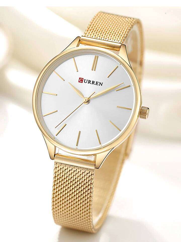CURREN Original Women's Matte Dial Japanese Quartz Movement Stainless Steel Mesh Strap with Box H260228