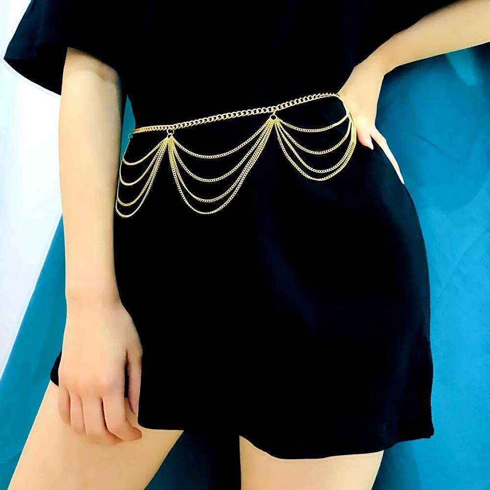 IngeSight.Z Bohemian Retro Style Multilayer Alloy Body for Women Round Pendant Belly Waist Chain Jewelry H260228