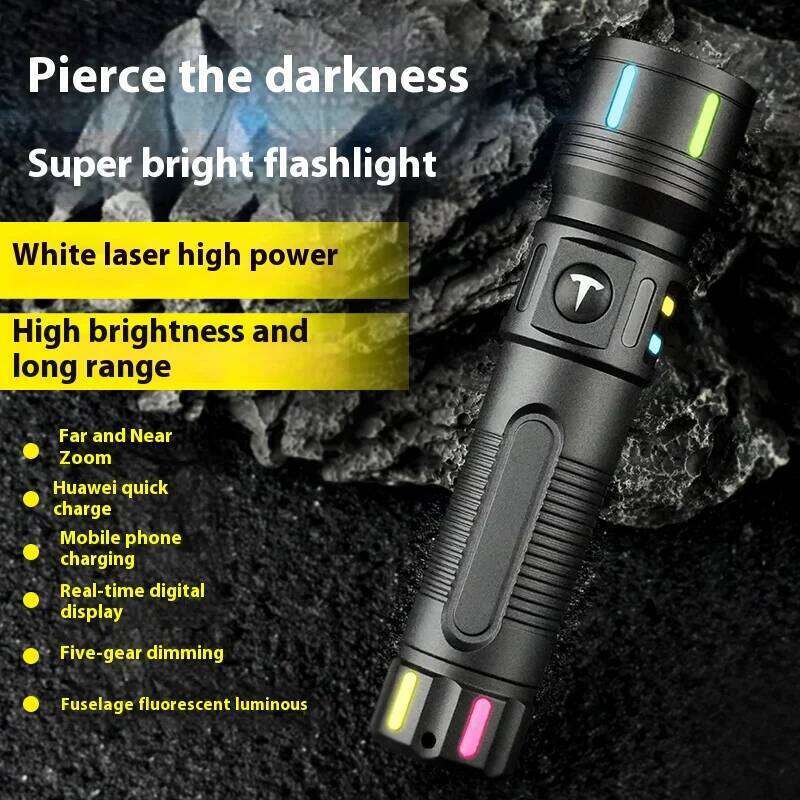 Powerful LED Flashlight Portable Zoomable Tactical Torch Waterproof Outdoor Hiking Emergency Fishing Camping Laser Flashlights Z260301