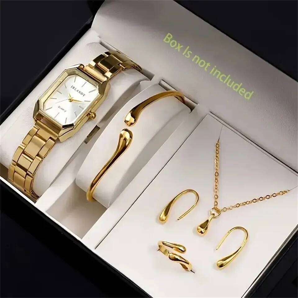 6-piece set 2 styles elegant fashionable hot new square style women's quartz es, exquisite alloy dials and precise need H260228