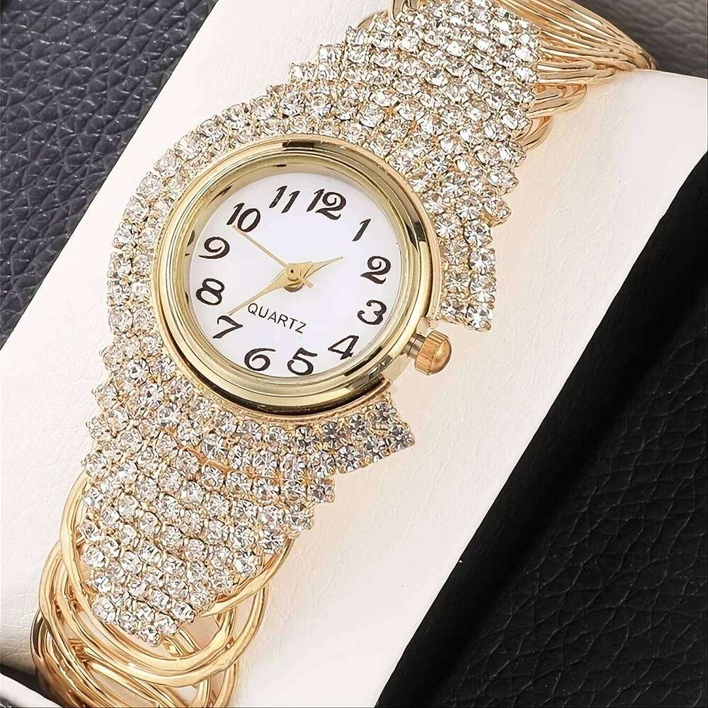 Elegant Full Rhinestone Women es Fashion Bangle Ladies Quartz Wrist Reloj Mujer H260228