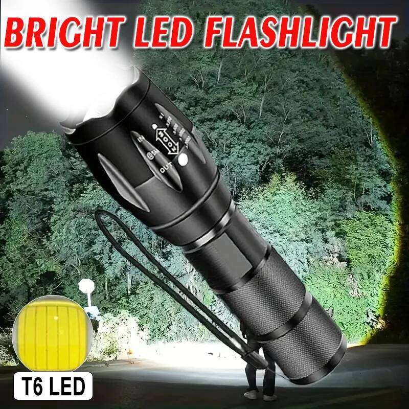 Super Bright LED Flashlight, Portable Retractable Durable Handheld Flash Torch- Ideal for Camping Hiking Fishing Emergency Light Z260301