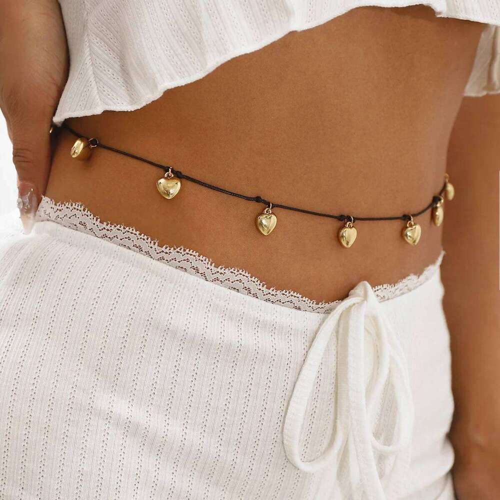 Punk Tassels Heart Pendant Charm Sexy Body Waist Chains Women Multi Layer Belly Belt Chain Summer Bohemian Bikini Beach Jewelry H260228