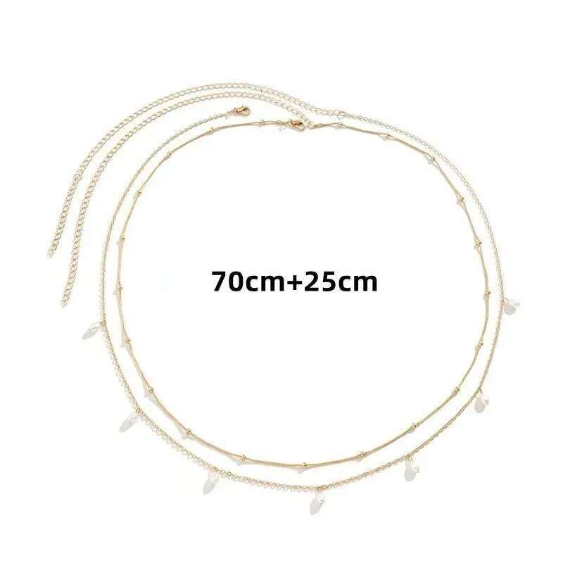2024 New Trendy Sexy Double Layer Pearl Butterfly Chain for Women Charm Waist Bead Belt Summer Beach Body Jewelry Accessories H260228