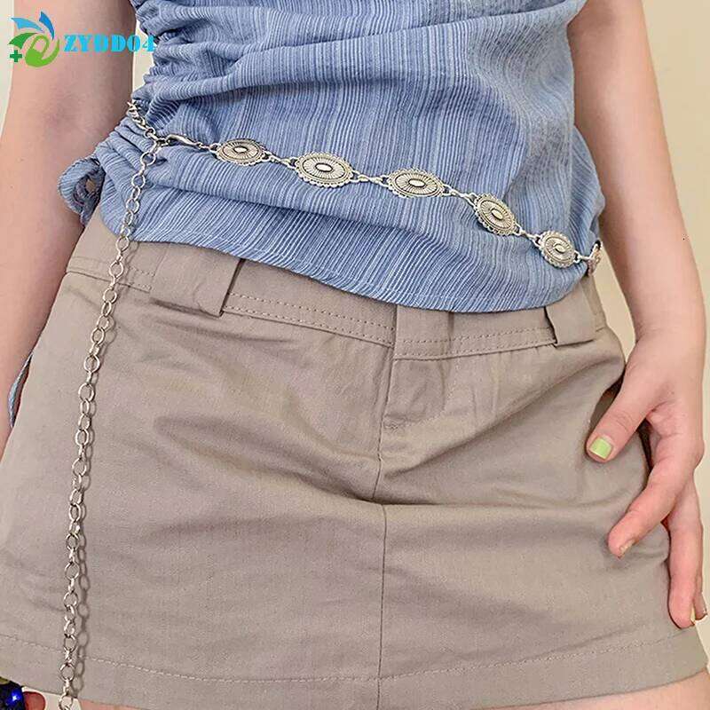 1PCS Retro Versatile Ethnic Style Metal Bohemian Belt For Women Sweater Chain Waist Seal Body Decor Accesso H260228