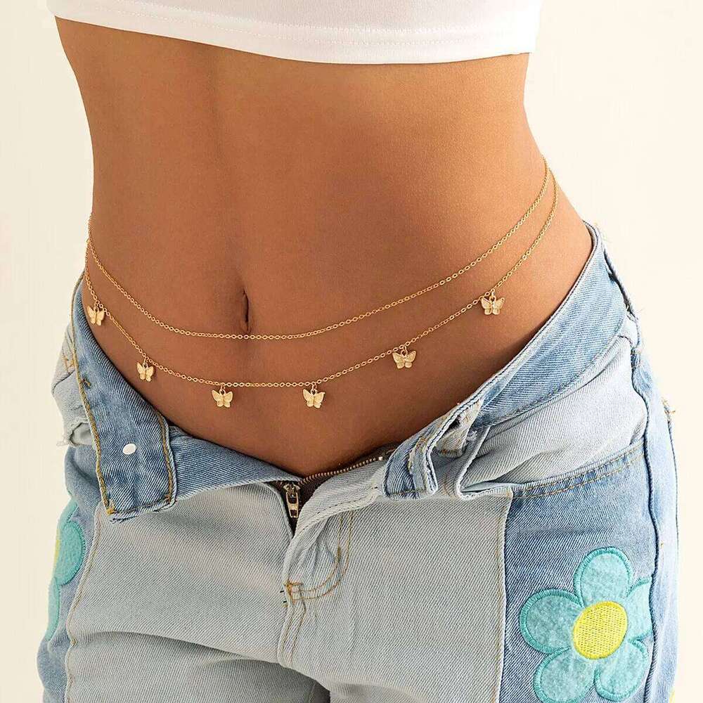 Retro Cute Butterfly Waist for Women Summer Beach Sexy Simple Belly Body Chain Classic Vacation Jewelry Accessory Gift H260228