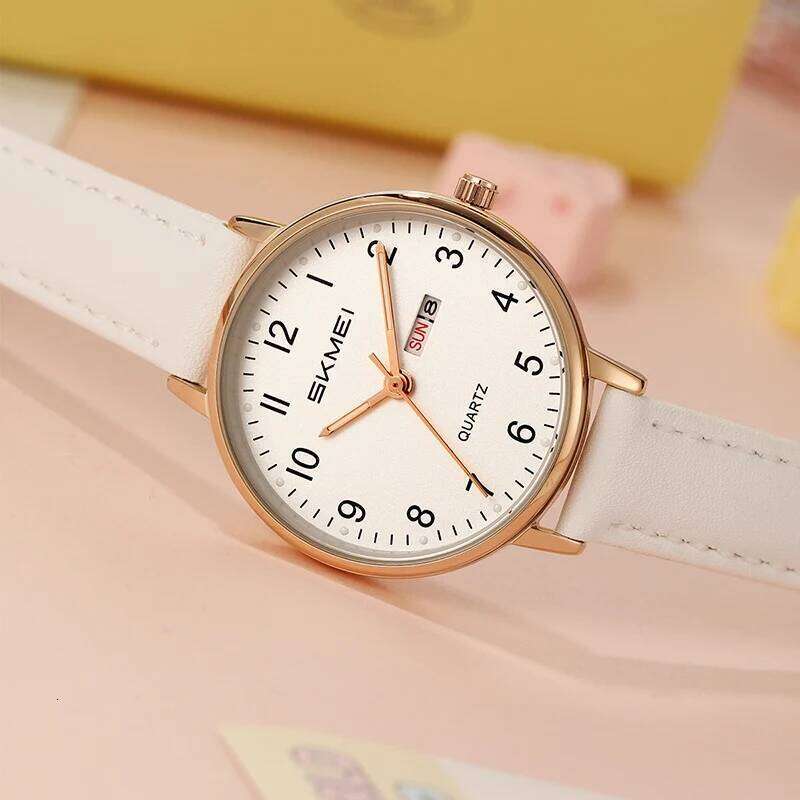 SKMEI Young Girls Fashion Quartz es Elegance Calendar Ladies Week Wristes Simple Waterproof Relogio Feminino H260228