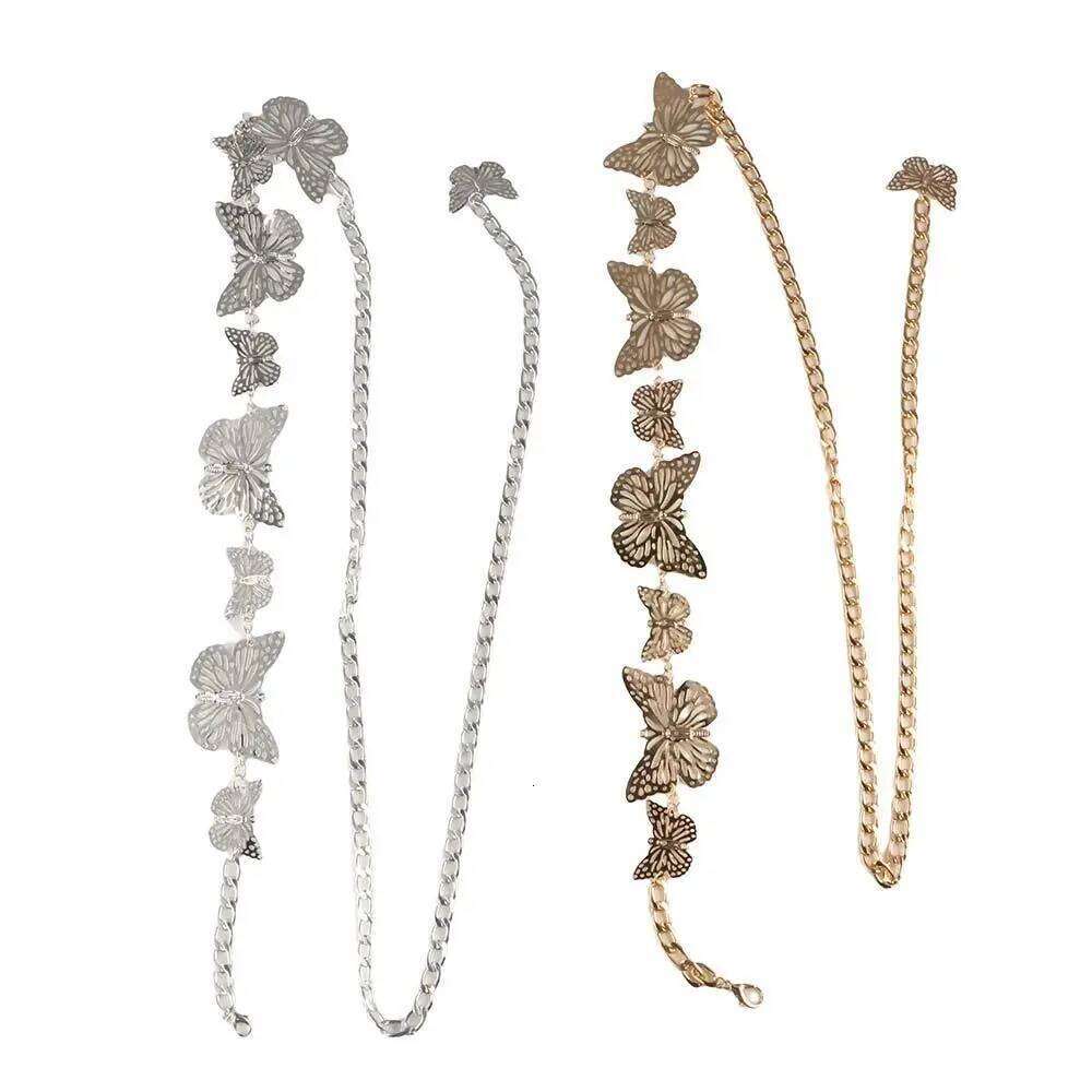 Chic Vintage Butterfly Waist Jewelry Gold Dress Belt Chains Waistband Y2K Tassel Body Chain Gift H260228