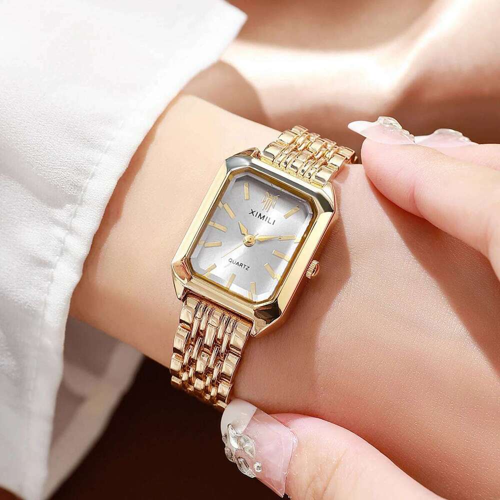 1/2/4PCS Fashion Rectangle Woman Quartz Luxury Stainless Steel Band Wristes Reloj MujerWithout Box H260228