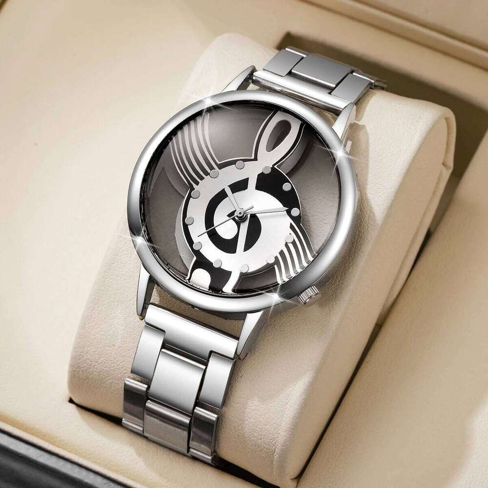 Fashion Musical Note Dial Women es Silver Color Strap Ladies Quartz Wrist Reloj Mujer Girls Clock Gift Without Box H260228