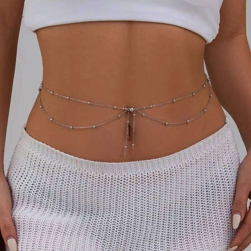 Ingemark Multilayer Tassel Beads Pendant Waist Belly Chain for Women Summer Bikini Sexy Belt Rave Festival Beach Body Jewelry H260228