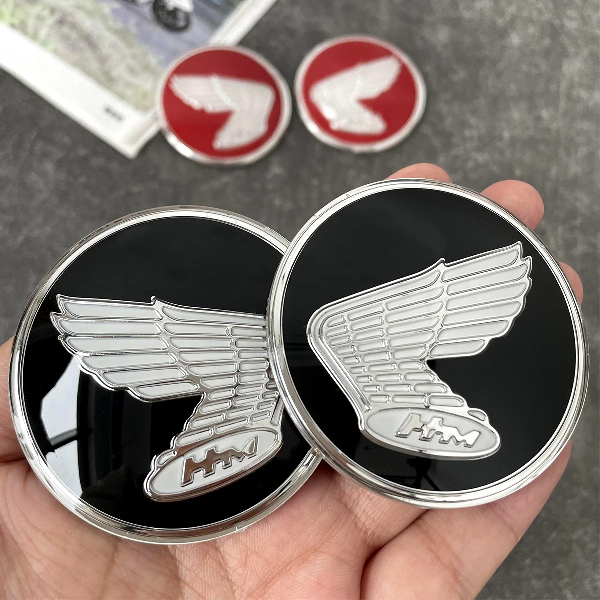 Sticker For Honda Wing Mark Emblem HM Mark Classic Export Japan Quality Honda Motorcycle Custom Black Red Hot Sale