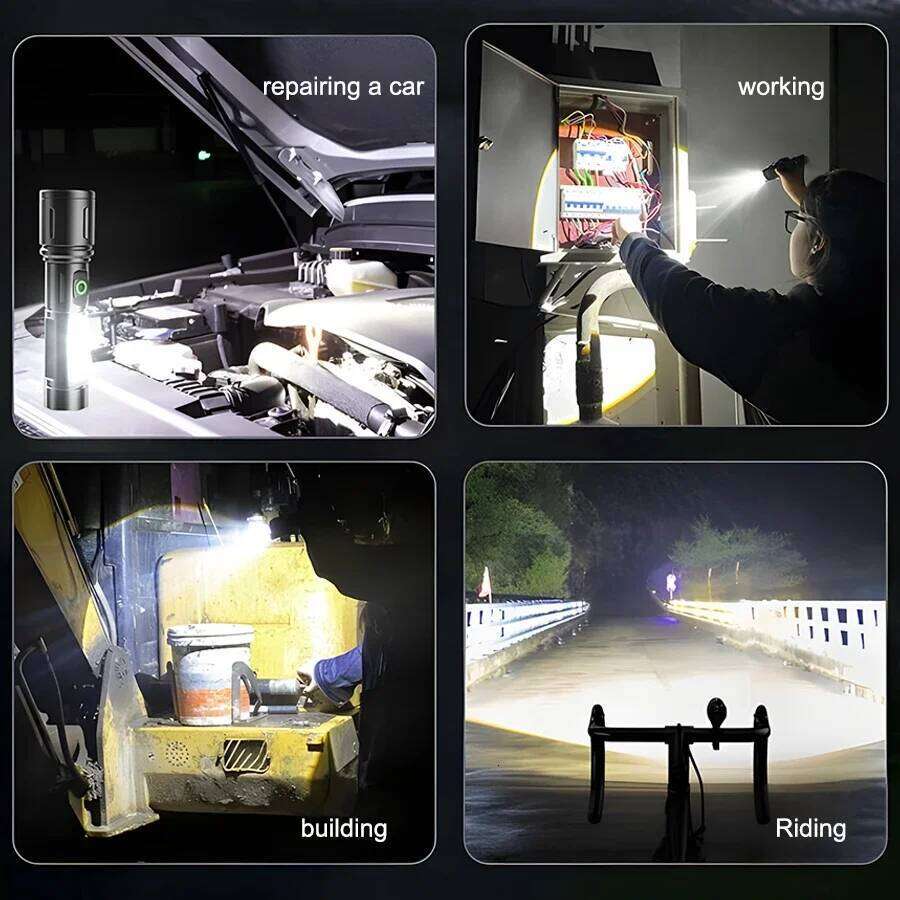 LED+COB super bright 500 lumens war type retractable flashlight aluminum alloy rechargeable outdoor camping adventure Z260301