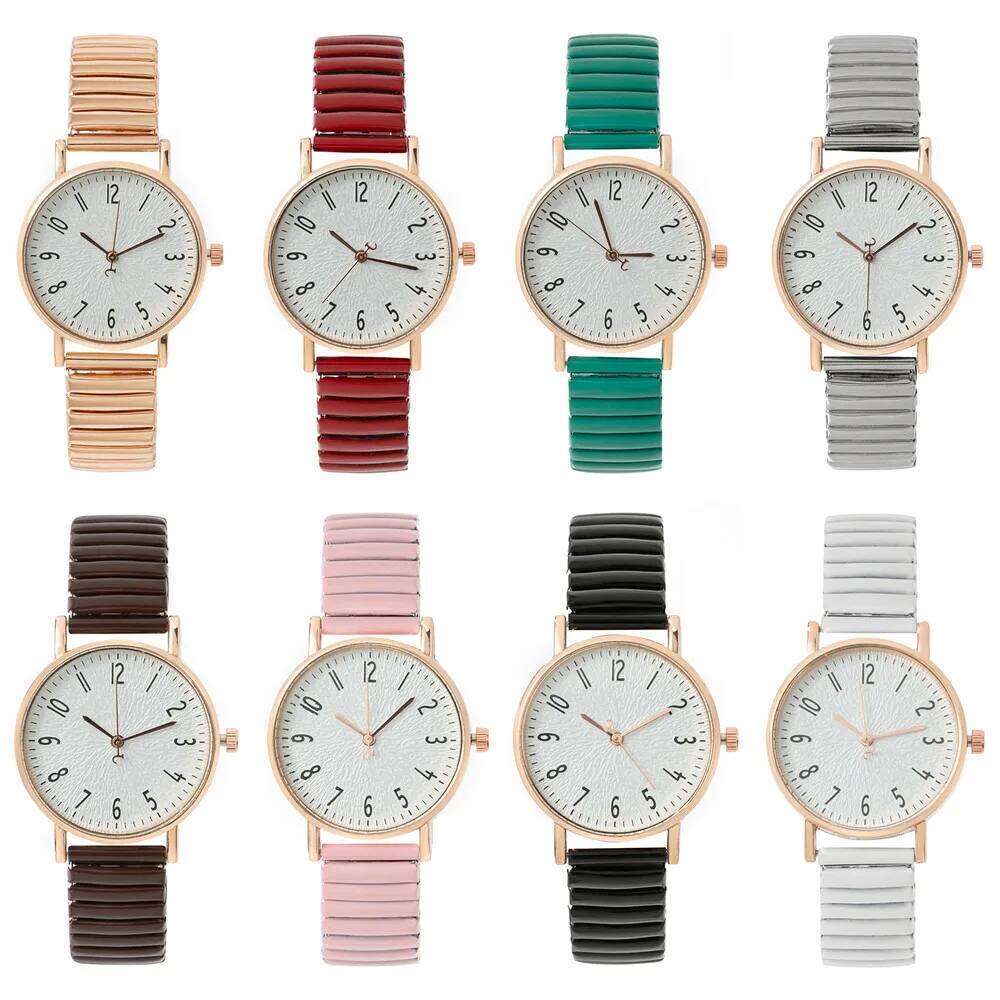Women's Fashion Simple Digital Design Quartz Casual Stainless Steel Stretch Buckleless Strap Ladies Clock Dress es H260228