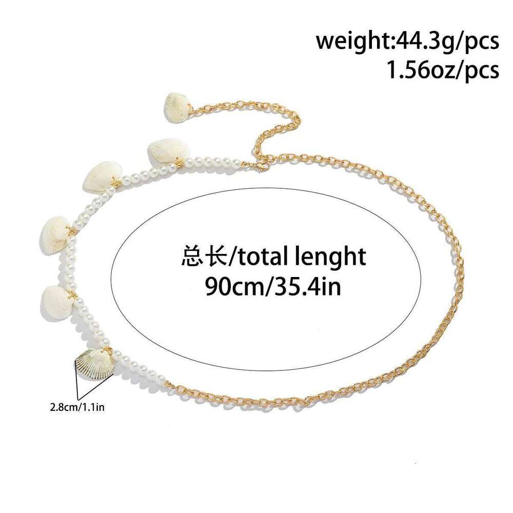 Boho Imitation Pearl Shell Chains Sexy Waist Beads Belly Belt for Women Beach Bikini Body Jewelry Y2K Accessories Wholesale H260228
