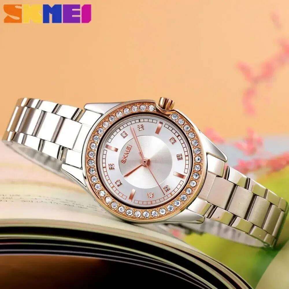 SKMEI 1534 Quartz Innovative Diamond Wristes Lady es Waterproof Stainless Steel Strap reloj mujer Fashion Women H260228