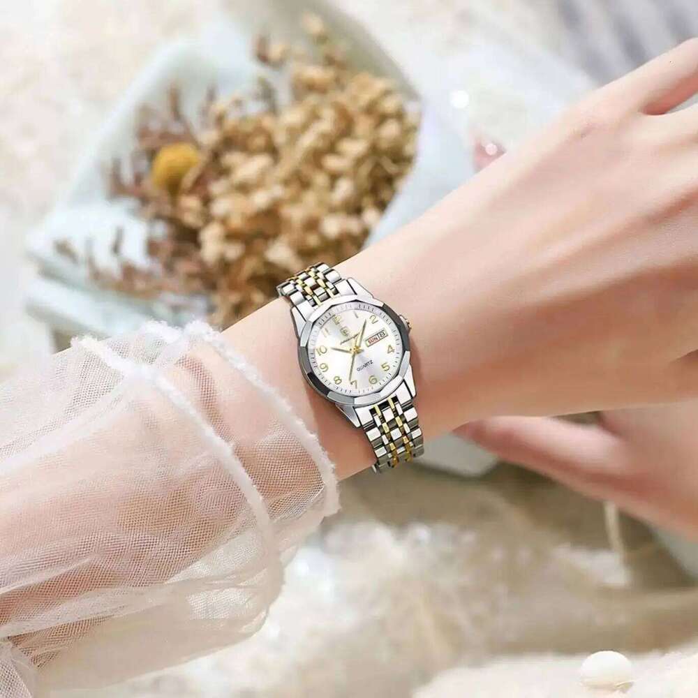 POEDAGAR Elegant Ladies es Waterproof Luminous Date Week for Woman High Quality Stainless Steel Quartz Women's H260228