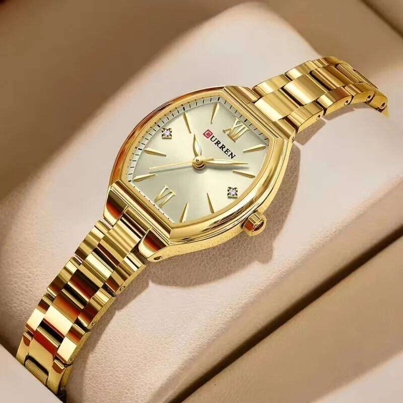 CURREN 9112 Gold Exquisite Women's Stainless Steel Quartz Waterproof reloj mujer H260228