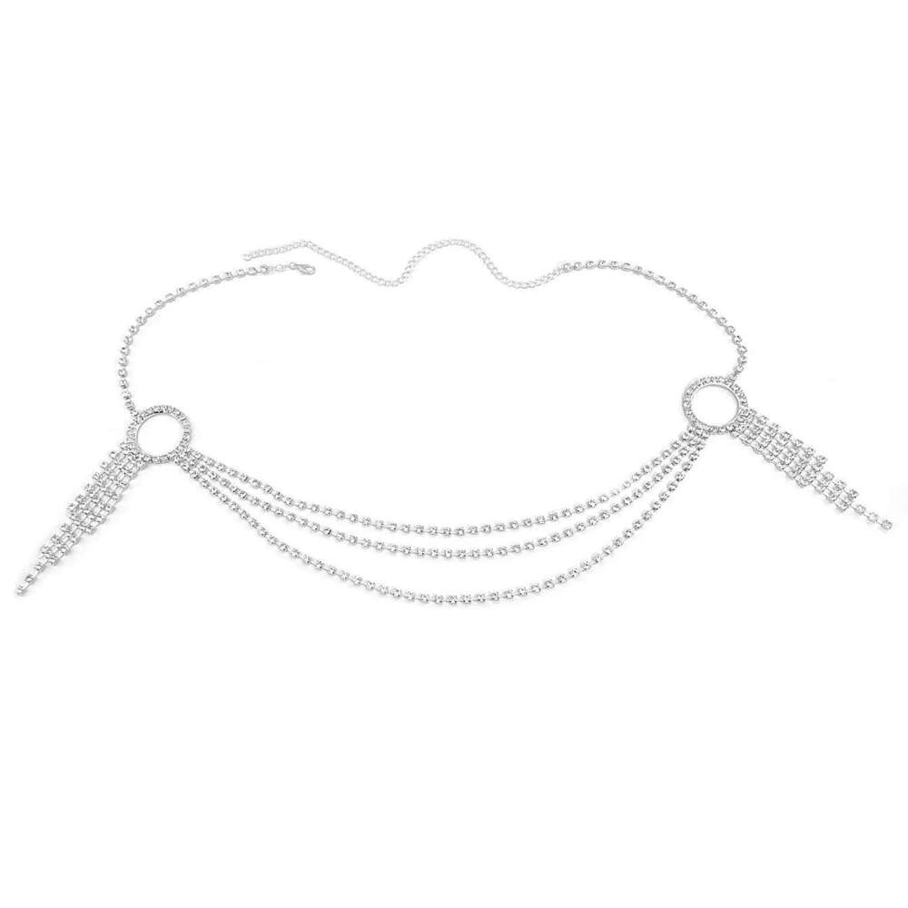 1pc Sparkling Tassel Waist Female Sexy Water Diamond Body Chain Nightclub Hot Girl Beach Bikini Accessories H260228