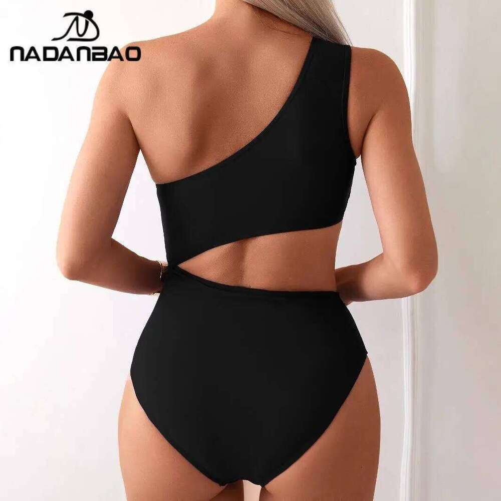 Nadanbao Sexy Solid One Shoulder Women High Waist Bikini Beach Casual Style Swimsuit Summer Women's Clothing Z260301