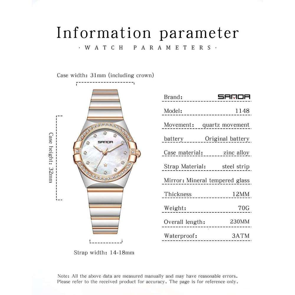 SANDA 1148 Simple and Elegant Quartz Retro Waterproof Fashion Business Women's H260228