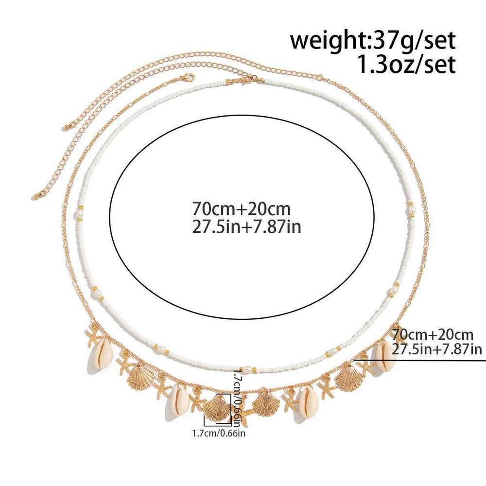 Shell Starfish Waist Chain Beach Body Jewelry Boho Beaded Y2K Festival Vacation Accessories H260228