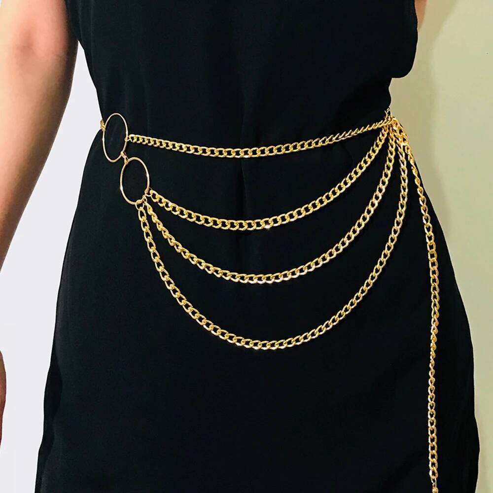 IngeSight.Z Bohemian Retro Style Multilayer Alloy Body for Women Round Pendant Belly Waist Chain Jewelry H260228