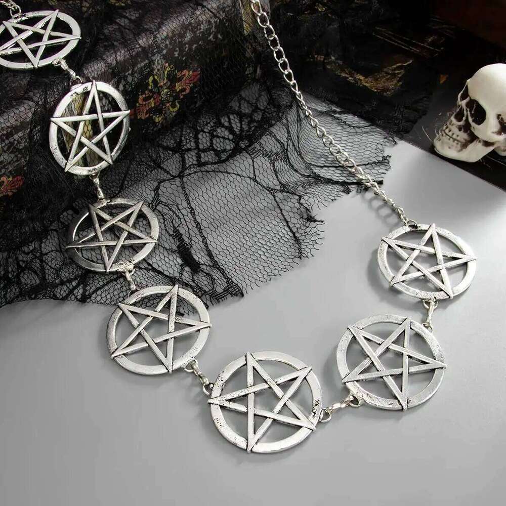 PuRui Neo Gothic Creative Round Hollow Big Pentagram Belly Waist Chain for Women Trendy Punk Metal Body Jewelry Accessories Gift H260228
