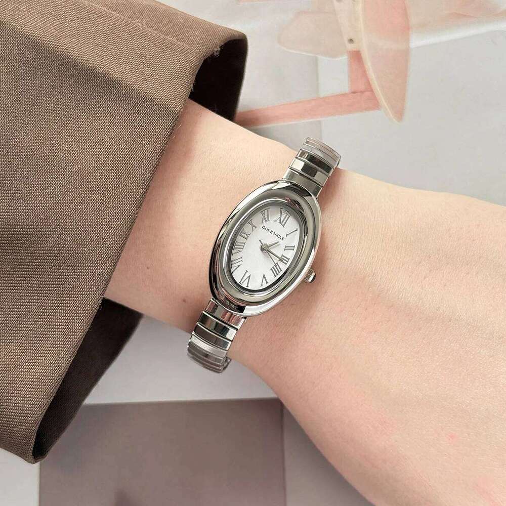 Hot Sale Ladies Gold Silver Quartz Female Stainless Steel Elastic Strap Wstches Clock Oval Dial Wrist Reloj Mujer H260228