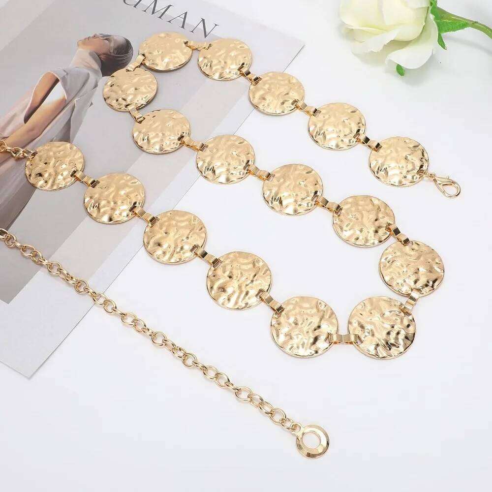 Metal Gold/Silver Belt Women Dress Jeans Moon Sun Waist Chain Rhinestone Adjustable for Plus Size H260228