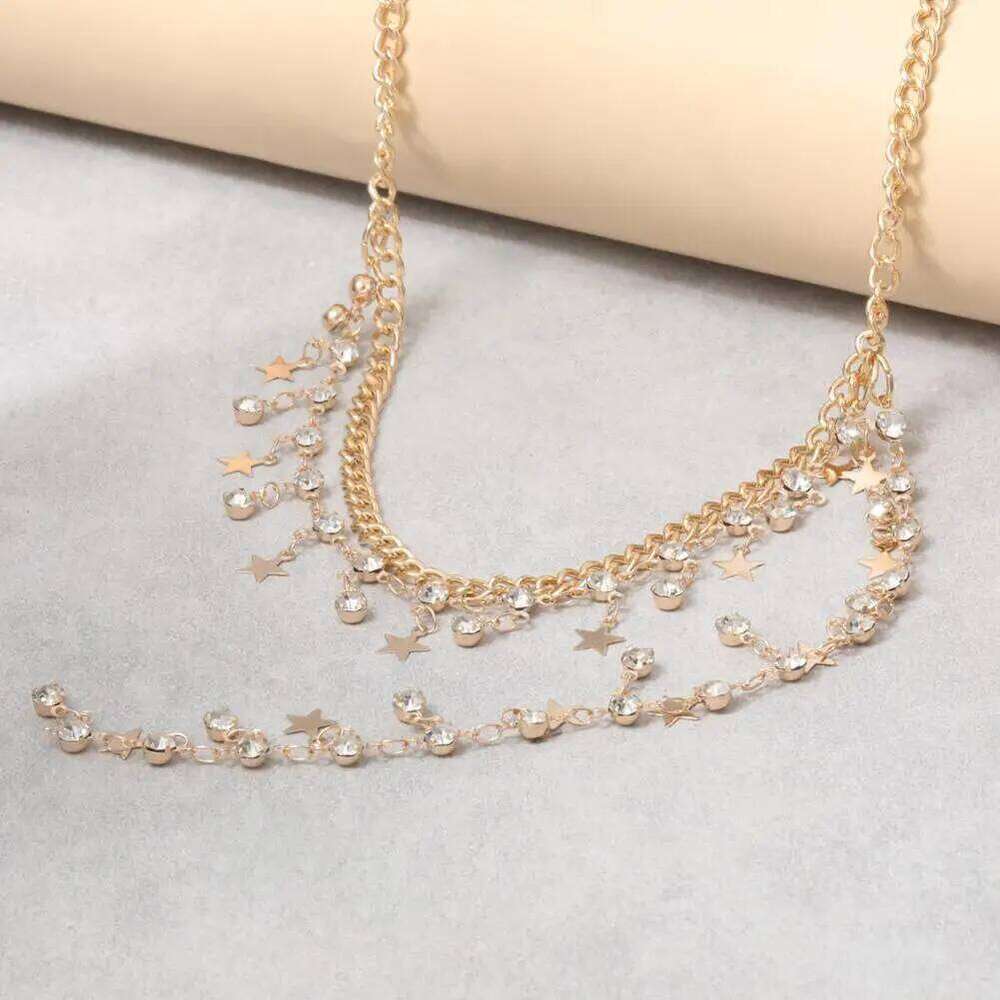 Chain Waist Luxury Sexy Rhinestone Star Tassel Pendant Summer Bikini Rave Body Jewelry H260228